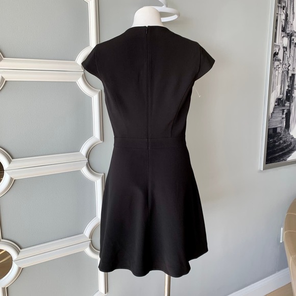 Network Black Fit and Flare Cap Sleeve Satin Trim Dress Size Medium - Picture 6 of 10